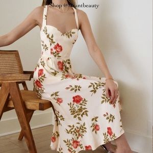 NWT reformation Brixton dress Julie floral size 8 fitted bodice smocked back